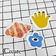 【CC家居】水彩繪造型壓縮木漿棉3入組(洗碗海棉/菜瓜布/可吊掛) 藍眼花花+手手+可頌