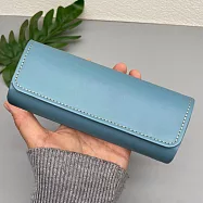 seoul show首爾秀 素面縫線磁吸PU防壓墨鏡老花近視太陽眼鏡盒 藍色