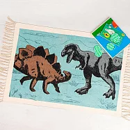 《Rex LONDON》英國 流蘇純棉地墊 | 擦腳墊 腳踏墊 吸水墊 - 恐龍 - 恐龍