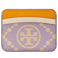 TORY BURCH 雙T-LOGO拼接皮革名片夾 紫色
