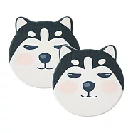 O&rsquo;Pretty 歐沛媞 硅藻土吸濕耐熱杯墊(10.5X10.5X1.1cm)-2入組 哈士奇