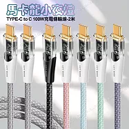 CITY BOSS馬卡龍 Type-C To Type-C 100W小夜燈充電傳輸線-200cm 灰色