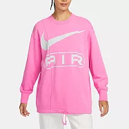 NIKE AS W NSW AIR OOS FLC CREW 女長袖上衣-粉-FN1898675 XL 粉紅色