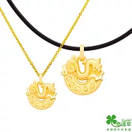 幸運草金飾 榮耀黃金成對墜子 送玫瑰鋼項鍊