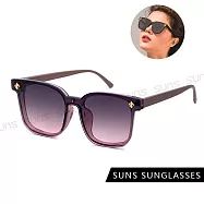 【SUNS】時尚切邊無框墨鏡 名媛款個性方框墨鏡 高質感金屬框 抗UV400 S512 粉框紫片