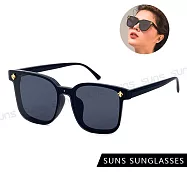 【SUNS】時尚切邊無框墨鏡 名媛款個性方框墨鏡 高質感金屬框 抗UV400 S512 黑框灰片