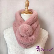【Decoy】軟軟毛球*保暖仿兔毛絨交叉脖圍圍巾/粉