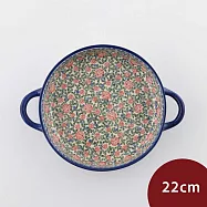 波蘭陶 綠野玫瑰系列 雙耳圓形深盤 22cm 波蘭手工製