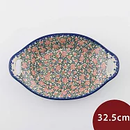 波蘭陶 綠野玫瑰系列 雙耳橢圓形深盤 32.5cm 波蘭手工製