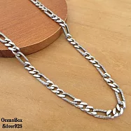 26吋65cm。5mm寬浮雲迴紋編織925純銀中長項鍊.男生單戴鍊《附贈禮盒》