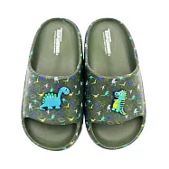 可愛男童Q彈減壓拖鞋 (K128-2) 輕量拖鞋 童鞋 恐龍 拖鞋 恐龍拖鞋 卡通拖鞋 dinosaur 嬰幼童鞋 中大童 減壓拖鞋 防水拖鞋 恐龍圖案 卡通童鞋 小童鞋 21 綠色