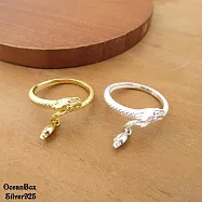 吉祥龍躍雲霄金色.銀色S990純銀戒指.可調整戒圍 銀色