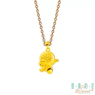 甜蜜約定 Doraemon 衝勁十足哆啦A夢黃金墜子-立體硬金款 送玫瑰鋼項鍊