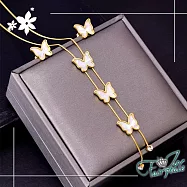 【伊飾童話】白貝蝴蝶*流蘇鈦鋼耳環項鍊組