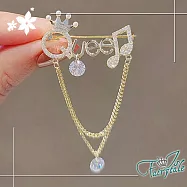 【伊飾童話】QUEEN音符*垂墜流蘇水鑽別針胸針