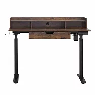 IDEA-質感木紋電動升降桌/辦公桌-三色可選《抽屜款》 髒木紋色