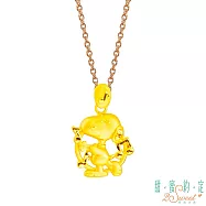 甜蜜約定2SWEET 樂悠悠史奴比Snoopy黃金墜子 送玫瑰鋼項鍊