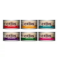 紐西蘭 CRIUS克瑞斯天然無穀全齡貓用低敏主食餐罐_綜合(放養雞x4 / 低敏鴨x4 / 風味牛x4 / 牧野羊x4 / 野生鮭x4 / 鮮鮪魚x4)90克_24罐