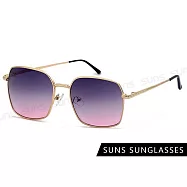 【SUNS】時尚墨鏡 韓版方框太陽眼鏡 輕量金屬框太陽眼鏡 大框顯小臉 抗UV400 S840 金框上灰下粉