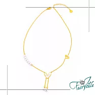 【伊飾童話】甜美愛心*雙珍珠流蘇鈦鋼項鍊