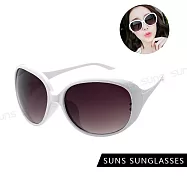 【SUNS】抗UV太陽眼鏡 時尚百搭大框墨鏡 顯小臉經典款 台灣製/採用PC防爆鏡片 S480 白框灰片