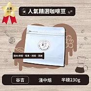【棋建壂Coffee】人氣精選咖啡豆 淺中-深中 半磅裝(230g/包) 谷吉 (淺中焙)