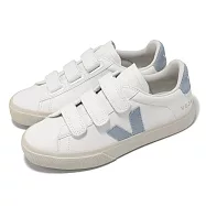 Veja 休閒鞋 Recife Logo Chromefree Leather 女鞋 白藍 魔鬼氈 經典小白鞋 RC0502946A 24cm EXTRA WHITE/STEEL