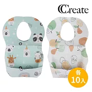 【CC家居】兒童拋棄式圍兜20入(防水/外出一次性圍兜) 水果世界+動物王國各10入
