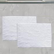 【OKPOLO】台灣製造純棉衛浴水波紋吸水腳踏墊-1入組(吸水速乾) 雪山白