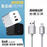 Wephone 65W氮化鎵充電器(贈送台灣三洋 蘋果認證/編織快充線1M) 黑色