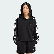 ADIDAS 3S SHORT HOODIE 女連帽上衣-黑-IU2424 L 黑色