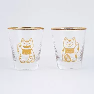 〘吉豆貓〙貓の招財對杯 (一對2杯/330ml招財貓/金邊/玻璃杯/酒杯)