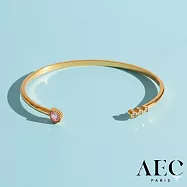 AEC PARIS 巴黎品牌 白鑽粉水晶手環 可調式簡約金手環 BANGLE SITA