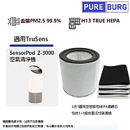 適用TruSens SensorPod Z3000口紅機大台款UV空氣清淨機3合1替換用HEPA濾網芯包含前置活性碳濾綿