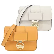 LONGCHAMP BOX-TROT系列小牛皮金屬LOGO翻蓋斜背包(小) 杏黃