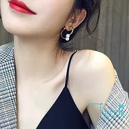 【Hera赫拉】優雅雙半圓東大門金屬珍珠耳環