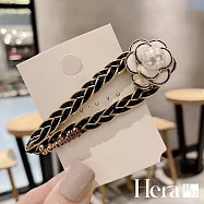 【Hera赫拉】小香風山茶花氣質BB夾半丸子頭頂邊夾-2色#H100401C 黑色