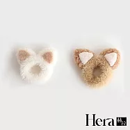 【Hera赫拉】韓國網紅毛絨鹿角熊耳朵貓耳朵髮圈-2入 H2021110903 A 白色貓耳朵 + B 咖色貓耳朵