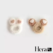 【Hera赫拉】韓國網紅毛絨鹿角熊耳朵貓耳朵髮圈-2入 H2021110903 C 白色熊耳朵 + D 咖色熊耳朵