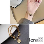 【Hera 赫拉】簡約雙層新潮金屬頭像嘻哈風手飾/手鍊