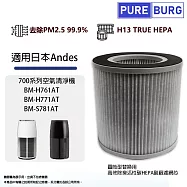 適用Andes Bio Micron BM-H761AT H771AT S781AT空氣清淨機除臭活性碳HEPA濾網