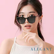 【ALEGANT】獨特時尚月泉黑TR90寶麗來偏光墨鏡/UV400太陽眼鏡 月泉黑