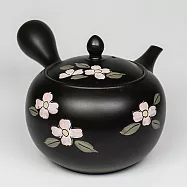 福介商店 日本陶壺 常滑燒 春秋 艷黑花水木 橫手急須0.5L