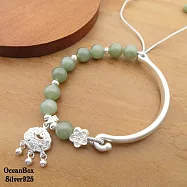 福字平安長命鎖半環天然和闐玉可調式999純銀手鍊.手環《合適小手圍.附贈禮盒》