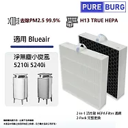 適用Blueair淨無塵小旋風5210i 5240i 5210 5240空氣清淨機 HEPA活性碳2合1濾網濾芯-2入組