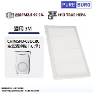 適用3M Filtrete超濾淨型CHIMSPD-03UCRC CHIMSPD-03UCF空氣清淨機替換用HEPA濾網