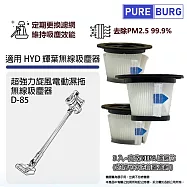 3入組 - 適用HYD 輝葉D-85 D85超強力旋風電動濕拖無線吸塵器HEPA濾芯 (附贈前置初效濾網)