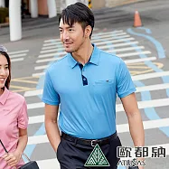 【ATUNAS 歐都納】男款POLARTEC POWER STRETCH短袖POLO衫A1PS2301M/UV/彈性/排汗/快乾 M 迷霧藍