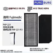適用Fujimedic富士FAP-221空氣清淨機高效HEPA濾網+4片替換式除臭活性碳濾棉取代料號FAP-221-F2