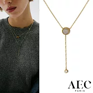 AEC PARIS 巴黎品牌 白鑽拉長石項鍊 優雅金色Y字鍊 CHAIN NECKLACE SUNNA